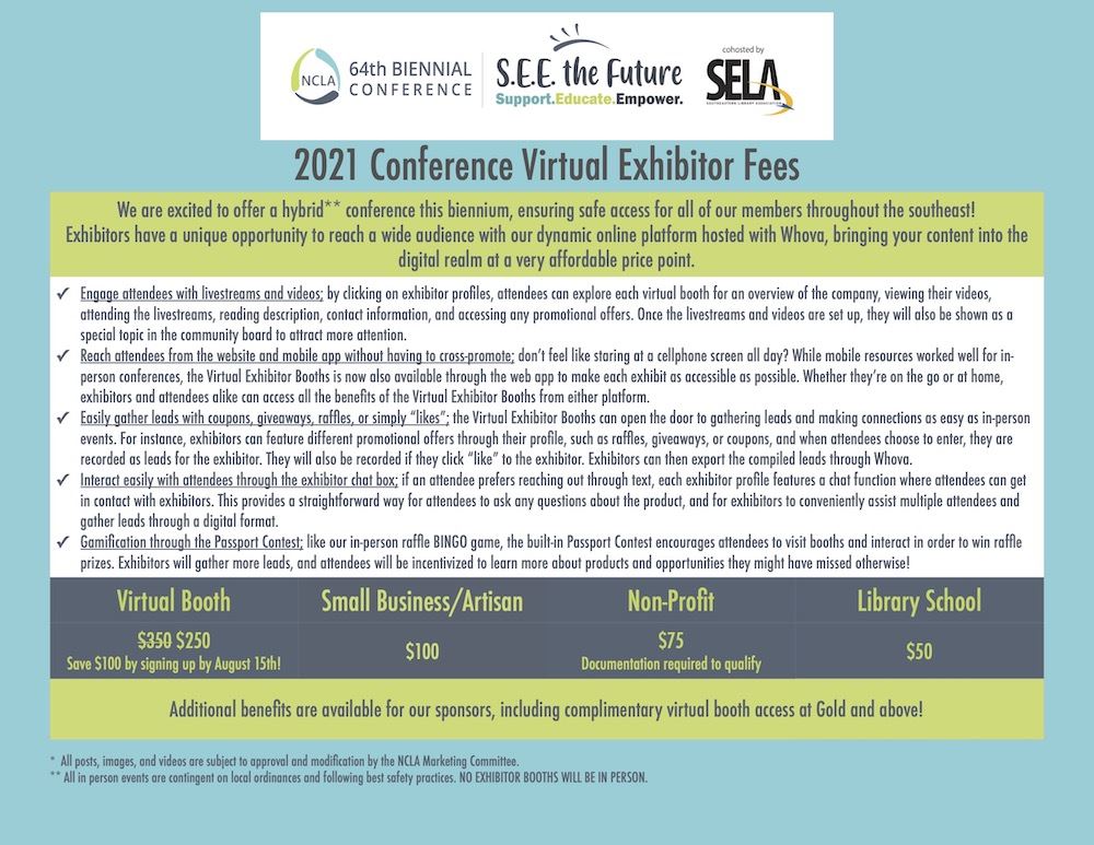 table of conference exhibitor fees